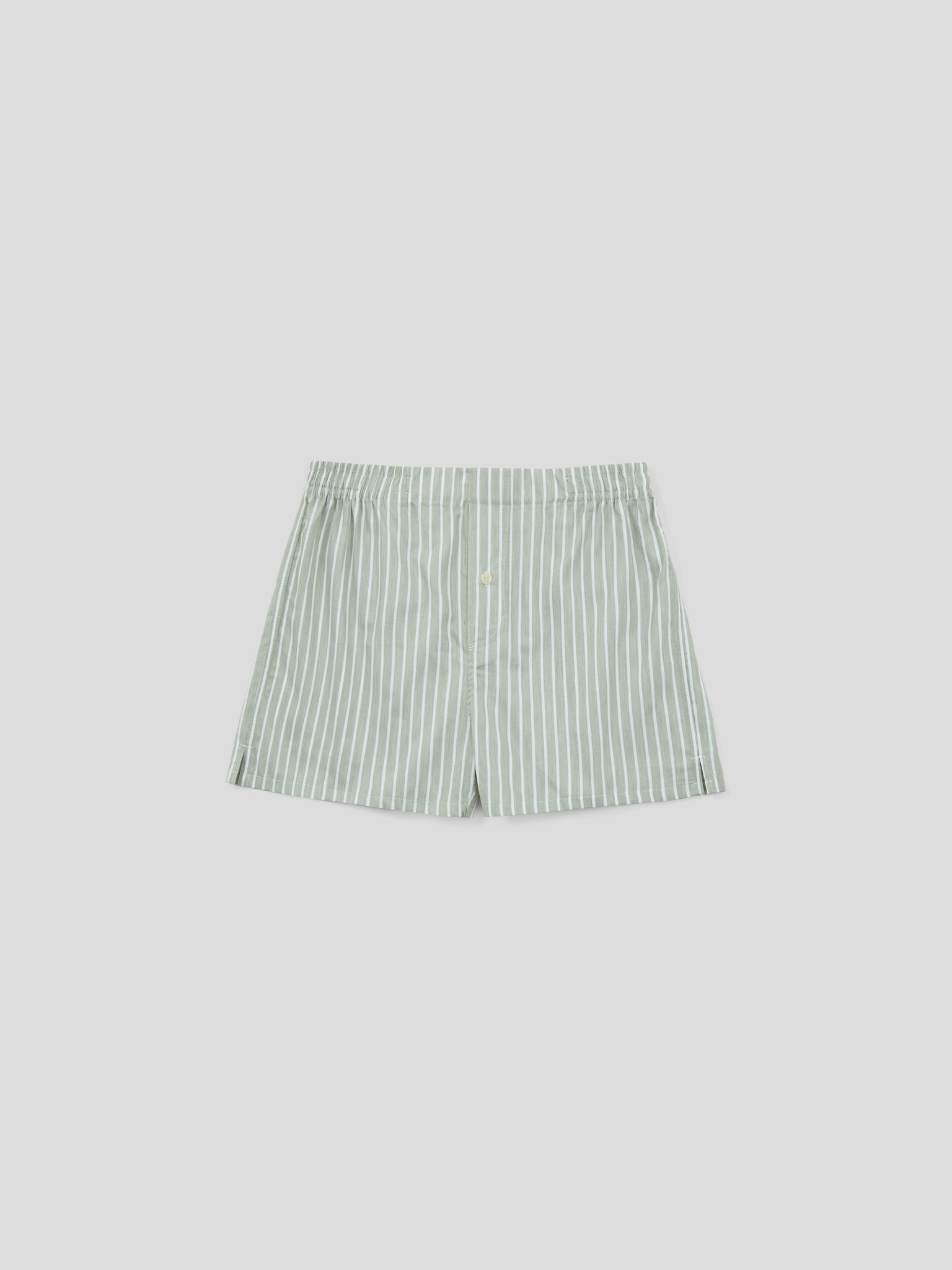 Boxer Short - Green Stripe Cotton