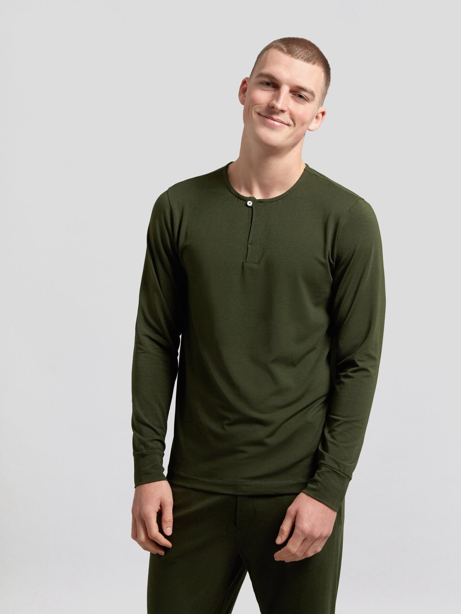 Long Sleeve Lounge Tee - Olive Lyocell Cotton – Hamilton and Hare